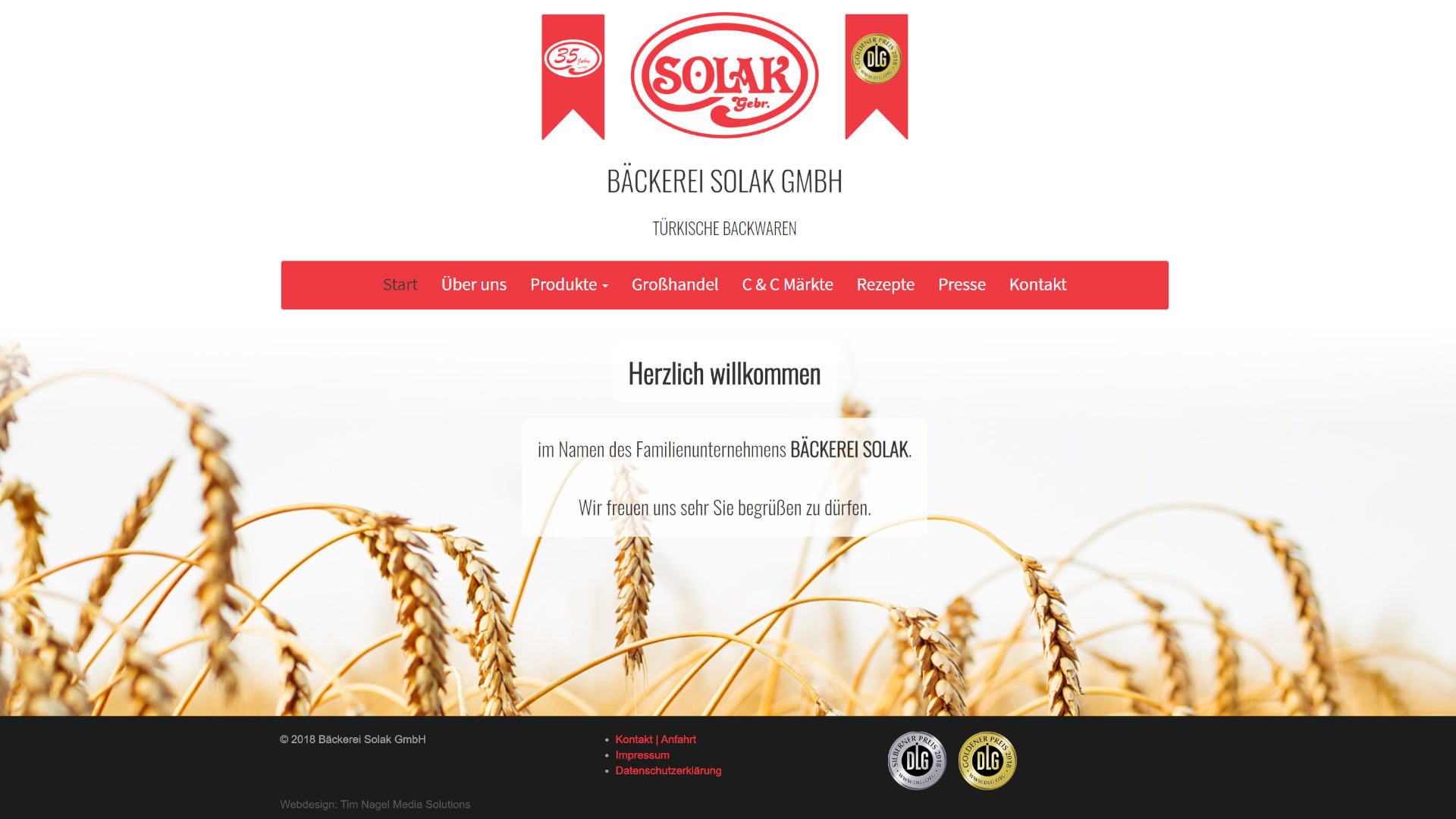 Screenshot: Homepage Bäckerei Solak