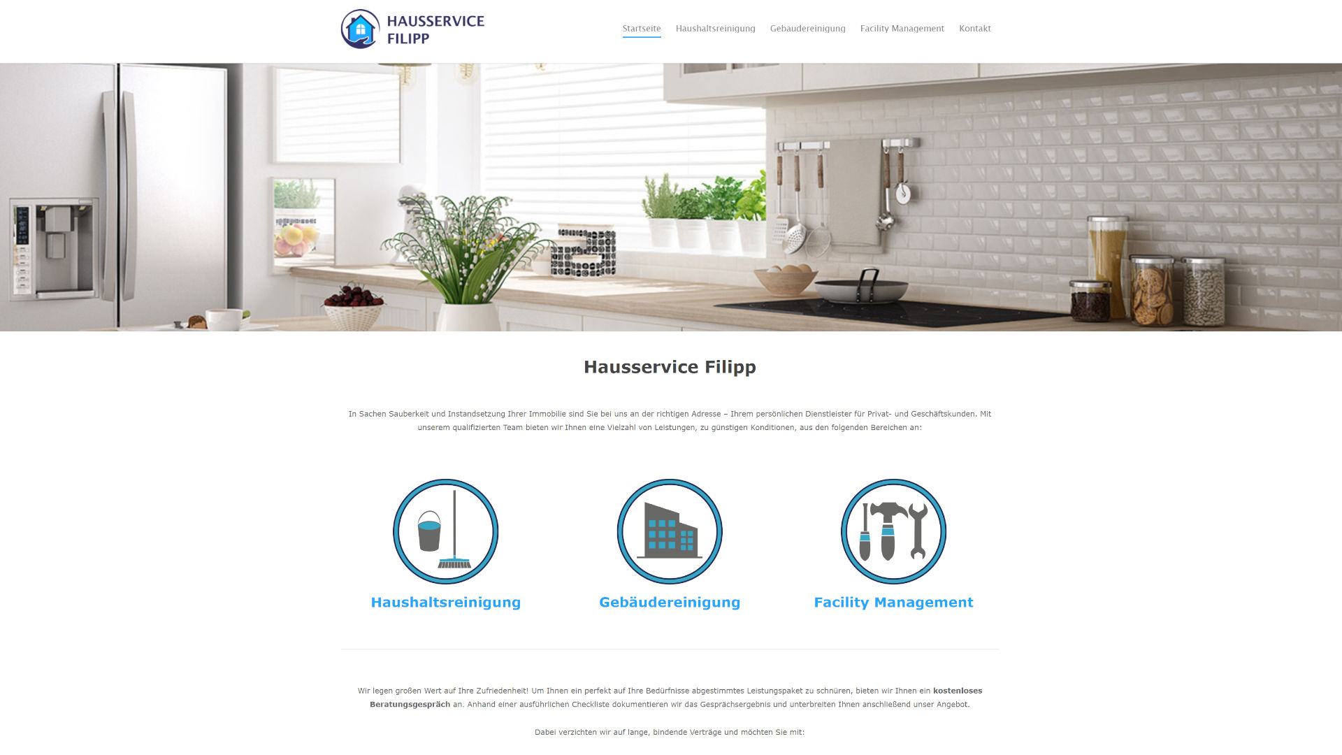 Screenshot: Homepage Hausservice Filipp