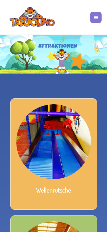 Screenshot Mobilansicht: Homepage Tiggolino Kinderspielparadies