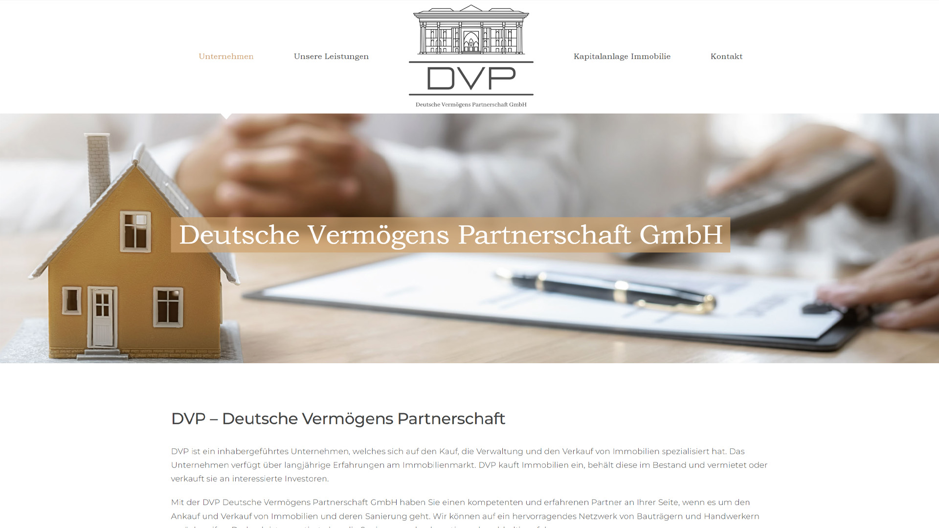 Screenshot: Webseite Deutsche Vermögens Partnerschaft
