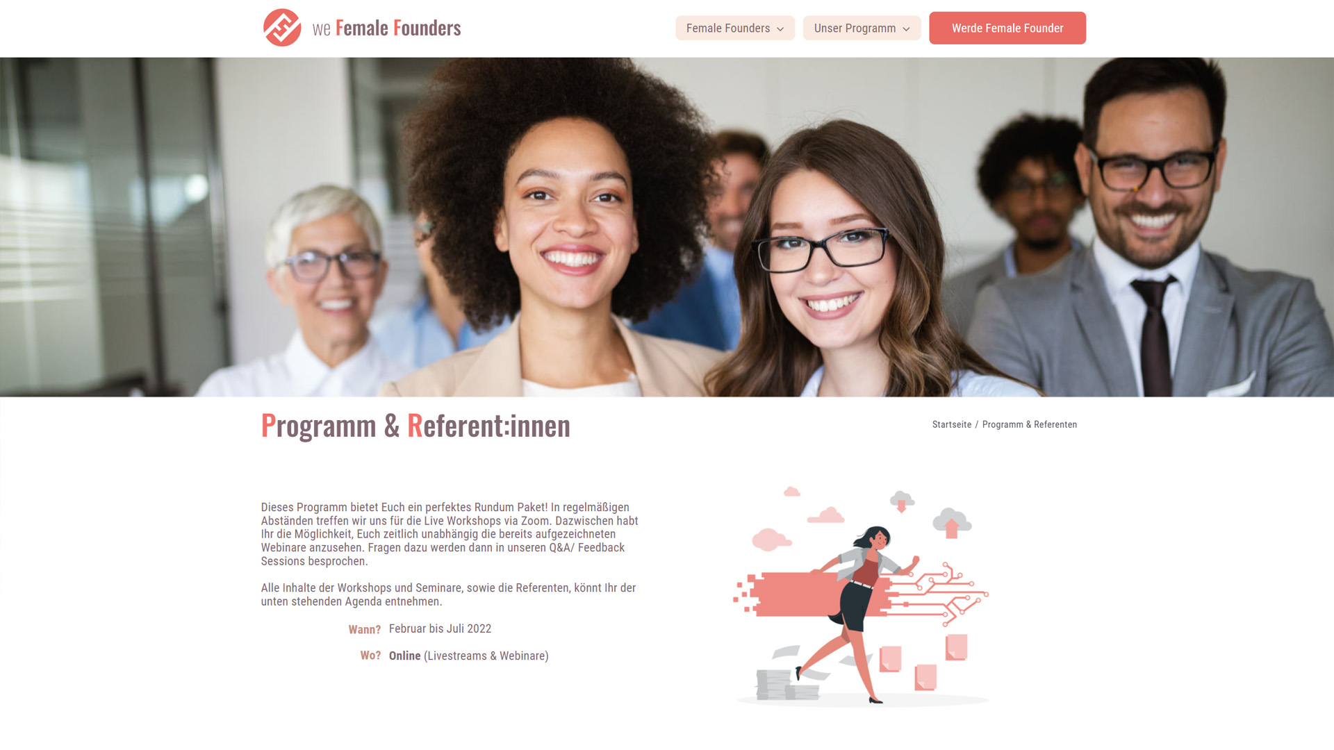 Screenshot: Webseite we Female Founders